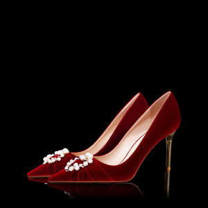 2024 mariée Stiletto <span class=keywords><strong>chaussures</strong></span> de mariage nouveau cristal perle strass talon haut fée Style sandale été semelle intérieure matériel caoutchouc PU - Product Image 5