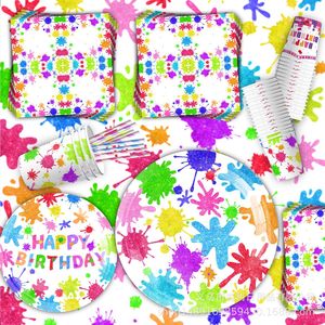Kit de Décoration de Table Jetable pour Fête Thème Graffiti Slime – Assiettes, Serviettes, Bannières et Drapeaux pour Anniversaire - Product Image 4