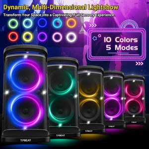 Altavoz Bluetooth <span class=keywords><strong>de</strong></span> 160 W al por Mayor con Espectáculo <span class=keywords><strong>de</strong></span> Luces LED Dinámicas, 15 Horas <span class=keywords><strong>de</strong></span> Reproducción, Carga Rápida y Emparejamiento TWS para Fiestas al Aire Libre y Campamentos - Product Image 3