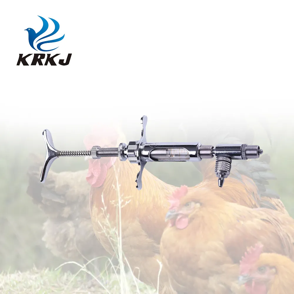 CETTIA KD103 seringa veterinária automática contínua de metal para frango e animais, ajustável, 0.1-2ml, para vacinas