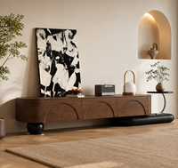 Meuble TV moderne sur mesure en bois avec tiroirs de rangement, console multimédia pour salon, usine OEM ODM