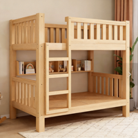 Lit superposé en bois massif épaissi à double couche avec rangement et design pliable pour petits appartements/dormitoires