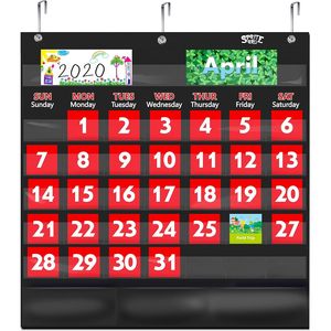Calendar <b>Pocket</b> Chart 104 Cards Month View Time Management Back To School <b>Plastic</b> Panel Design - Product Image 6