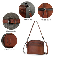 WESTAL Vintage Ladies Shoulder Satchel Bag Sacs à main en cuir véritable avec multi-poches Sacs à bandoulière en cuir pour femmes