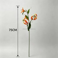 L-405 Premium Einzelne Langstielige Künstliche Gloriosa-Lilie Realistische Rote Flammen-Lilie Hochzeitsblume Heim-Weihnachtsdekoration