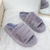 Pantoufles d'intérieur chaudes pour femmes à logo personnalisé, imprimé léopard, à bout ouvert, semelle antidérapante en TPR, avec bride arrière au talon, vente en gros