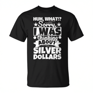 T-shirt Silver Dollars Lover unisex per adulti taglia media in cotone nero - Product Image 2