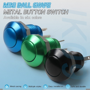 8mm Mini đầy màu sắc nhôm đẩy nút chuyển đổi IP65 không thấm nước tạm thời bóng đầu 2pins đỏ xanh vàng xanh đen bạc - Product Image 2