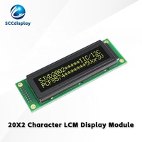 Layar LCD Standar Tinggi JXD2002A-IIC VA Antarmuka Negatif Kuning IIC/I2C dengan Lampu Latar Modul Tampilan LCM Matriks Titik 20*2