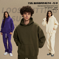 Pull à capuche oversize épais pour homme, nouvelle collection automne-hiver 2025, motif cœur, coton-polyester 350g, style américain