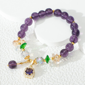 Manufacturer Amethyst Natural Stone Luck Bead <strong>Bracelet</strong> with Zircon Friendship Best Friends <strong>Sister</strong> Lucky Beads Beaded <strong>Bracelet</strong> - Product Image 5