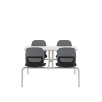 Table à manger intégrée ATWOKA avec chaises noires à dossier gris, ensemble moderne 4 places pour restaurants, écoles et cafétérias