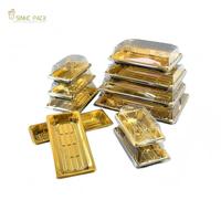 Boîte d'emballage rectangulaire jetable en PET de qualité alimentaire SINHC PACK Golden pour sushis avec couvercle, vente en gros par pièce