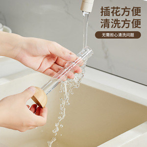 Transparent Flower Vase Plastic Round Hydroponic Container Modern Desktop Decoration Washable Home Office Gift - Product Image 1