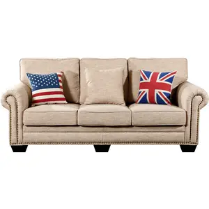 现代组合沙发沙发客厅家具沙发套装优雅白色面料奢华北欧3座沙发
