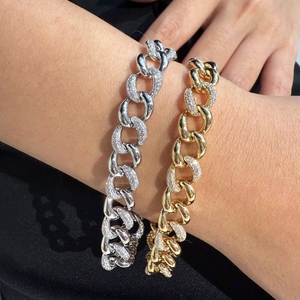 Aazuo-pulsera de cadena cubana de oro macizo de 18 quilates con diamantes naturales para hombre y mujer, joyería de lujo para uso diario, Au750 - Product Image 6