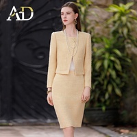 Dernier ensemble chic de blazer jupe en tweed de haute qualité Ensembles de blazers sexy pour femmes Fourniture originale d'usine