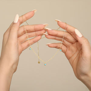 Venta al por mayor caliente 925 plata esterlina 14K chapado en oro turquesa pendientes collar impermeable para mujeres GiftJewelry Sets E251729 - Product Image 3