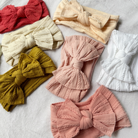 Baru Lahir Bayi Perempuan Kabel Rajut Rambut Band Besar Bow Tie Knit Bandana Nilon Ikat Kepala Balita Kepala Busur Simpul Sorban Anak