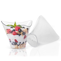 Gobelet à gâteau en plastique triangulaire compostable de 186 ml, mini gobelet à dessert, mini gobelet à pudding réutilisable