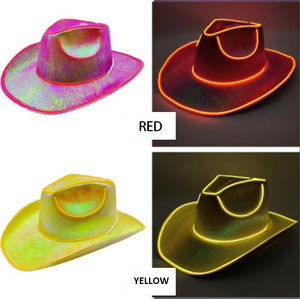 Led <span class=keywords><strong>Hat</strong></span> Party Senior Unieke Hoed Met Verlichting Kleurrijke Holografische Voor Vrouwen Groothandel Custom Logo Goedkope Pet <span class=keywords><strong>Cowboy</strong></span> Hoed - Product Image 6