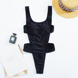 Maillots de bain une pièce pour femmes à double bretelle, dos nu, découpes latérales et coupe haute - Product Image 6