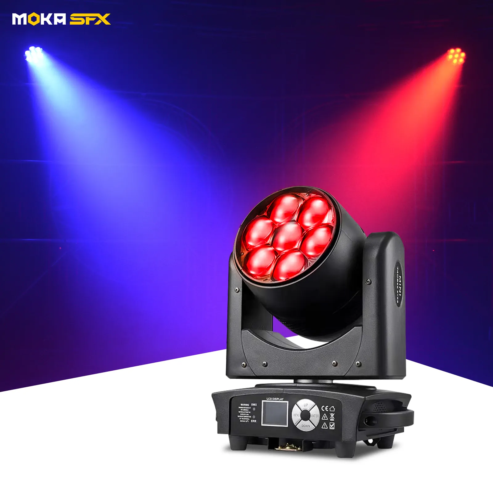 MoKasfx Mini 7*40W RGBW 4in1LEDムービングヘッドライトLEDズームウォッシュライト (ステージイベント用)