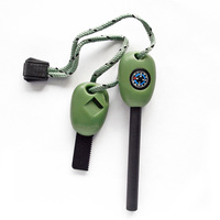 Camping Survival Ferro Rod Bushcraft Magnésium Allume-feu avec Striker Compass Sifflet pour Randonnée Escalade Chasse