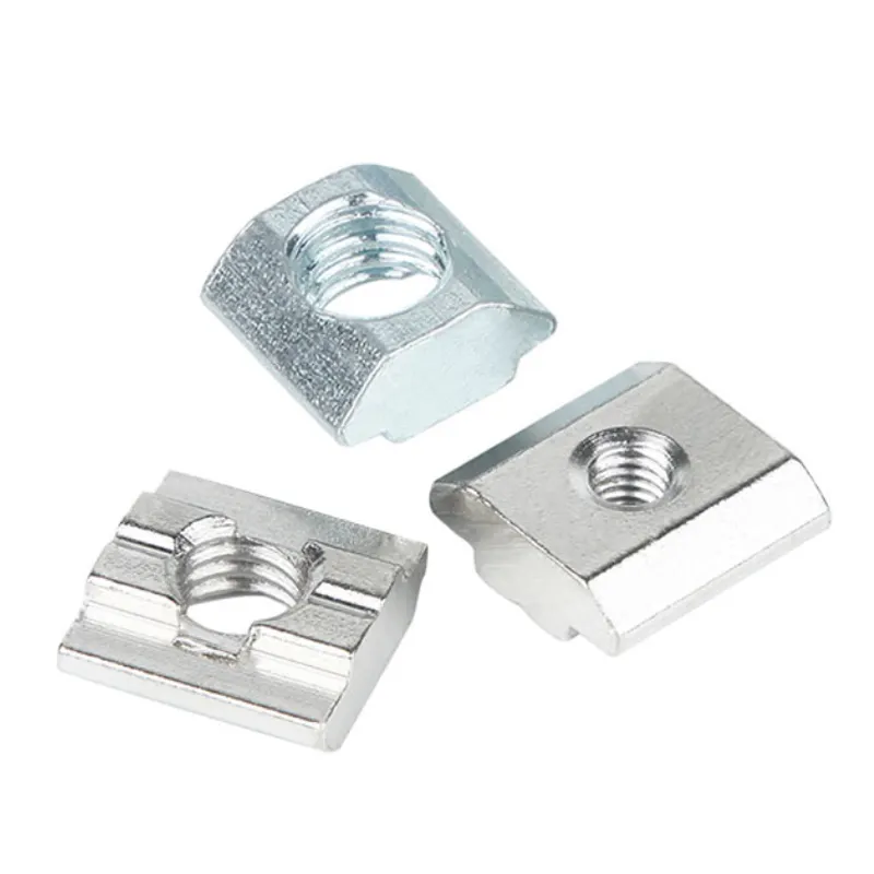 Écrou coulissant en aluminium plaqué zinc, 10 pièces, 20, 30, 40, 45, série m3, m4, m5, m6, m8