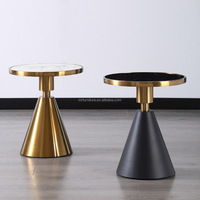 Table d'appoint moderne en marbre, ronde et créative, avec cylindre en or et titane en acier inoxydable, table basse, meubles de salon de luxe