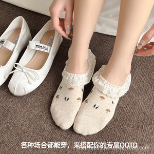 Calcetines Cortos de Algodón para Mujer, Primavera/Verano 2026, Antideslizantes con Silicona, Resistentes al Desgaste en el Talón, Calcetines Invisibles con Cordones, Estilo Mary Jane - Product Image 5