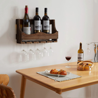 Vente en gros, casier à vin mural, support de verre à vin rustique, support suspendu, contient 5 bouteilles de vin