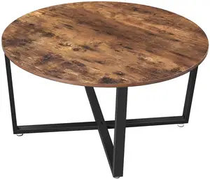 Ronde Salontafel Industriële Stijl Cocktail Tafel, Duurzame Metalen Frame, Eenvoudig Te Monteren Voor Woonkamer, rustieke Bruine