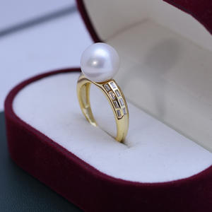 Bague en perle d'eau douce blanche de 10-11 mm pour femme, argent S925, ouverture simple réglable, avec une forte brillance et de légères imperfections - Product Image 1