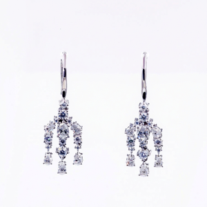 ต่างหูเพชรทรงหยดน้ำประดับพู่ห้อยทองคำ 14K แบบสั่งทำพิเศษจาก TIANYU GEMS สำหรับผู้หญิง ตัดทรงกลมแบบบริลเลียนท์ ตัวเรือนแบบหนามเตย เครื่องประดับงานแต่งงานสุดคลาสสิก - Product Image 1