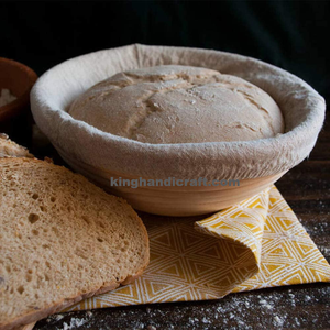 Panier de levage rond en rotin fait main pour pain au levain, avec doublure en lin, outil de cuisson en canne naturelle pour pain - Product Image 3