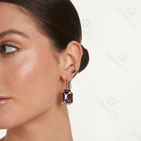 Boucle d'oreille Gemnel en argent 925, style bohème, avec diamants CZ, pierre naturelle marquise, bijoux
