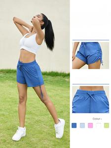 Pantalones cortos deportivos ligeros de verano para mujer, pantalones deportivos transpirables a prueba de viento con cordón ajustable y cintura pequeña - Product Image 2