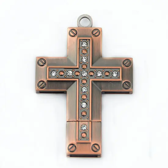 Best Promotional Gift Gadgets The Antique Brass Cross Jewelry USB Flash Drive 128GB