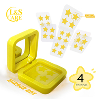 Patchs anti-acné en forme d'étoile colorés, 32 unités par boîte, avec étui en plastique et miroir