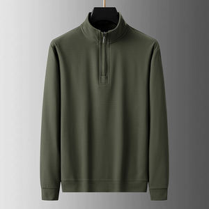 Logotipo personalizado 2025 Nueva Camiseta de manga larga de seda de hielo de alta calidad con cuello alto y cremallera de media botonadura para hombres es delgada - Product Image 1