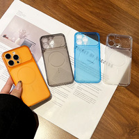 Coque de téléphone givrée avec grande fenêtre de visualisation, compatible avec iPhone 17 16 15 14 13 12 11 Pro Max, couleur unie