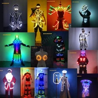Costume de robot LED, costume spatial cool avec lumières clignotantes pour les spectacles sur scène, décorations de fête, vêtements scintillants avec accessoires de performance