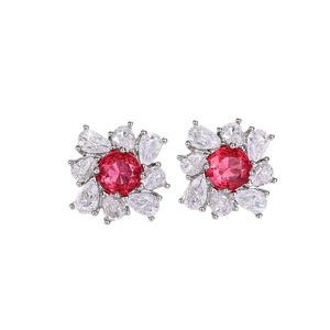Eleganti Orecchini a Perno a Forma di Goccia Rossa per Donne, Accessori Floreali per Uso Quotidiano - Product Image 5