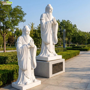 Estatua de Confucio Tallada a Mano en Mármol Blanco, Figura de Sabio Chino Antiguo de Tamaño Real para Decoración de Jardín o Templo al Aire Libre - Product Image 2