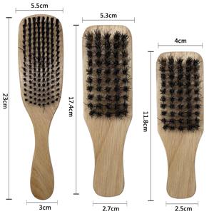 Cepillo de afeitar portátil transparente para barbero, peine para pelo suelto, cepillo de <span class=keywords><strong>doble</strong></span> cara para barba con mango de madera y cerdas - Product Image 6