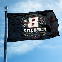 Kyle Busch # Drapeau commémoratif 8, bannière en polyester pour les fans de la légende de la course automobile NASCAR, Kyle Busch 1985-2026, drapeau commémoratif de la course automobile