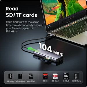 Ugreen 9 Trong 1 USB C Để <span class=keywords><strong>Ethernet</strong></span> Bộ Chuyển Đổi 5Gbps USB Một 3.0 Docking Station Pd 60W Sạc SD Đầu Đọc Thẻ USB C Hub Với 4K HDMI - Product Image 6