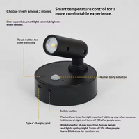 Lampe murale LED sans fil rechargeable par USB avec base magnétique, interrupteur tactile, noir et blanc, magnétique, à intensité variable, lampe de chevet pour la lecture