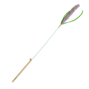 Bâton de jeu pour chat en coton lavande écologique, rayé, simple, long, résistant aux morsures, avec plumes et clochette, pour l'exercice sportif et le divertissement personnel - Product Image 4